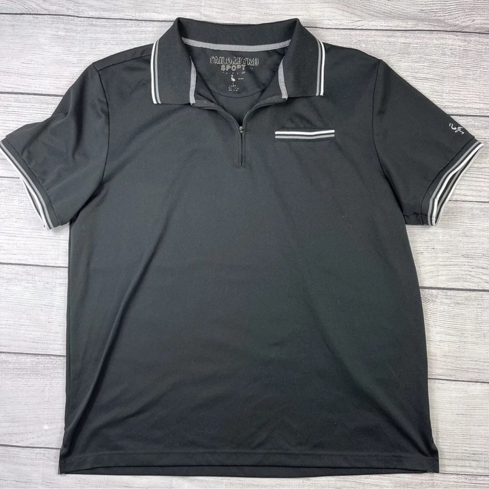 MENS TAILORBYRD SPORT GOLF ATHLETIC GRAY POLO SHIRT Size Large Quarter Zip